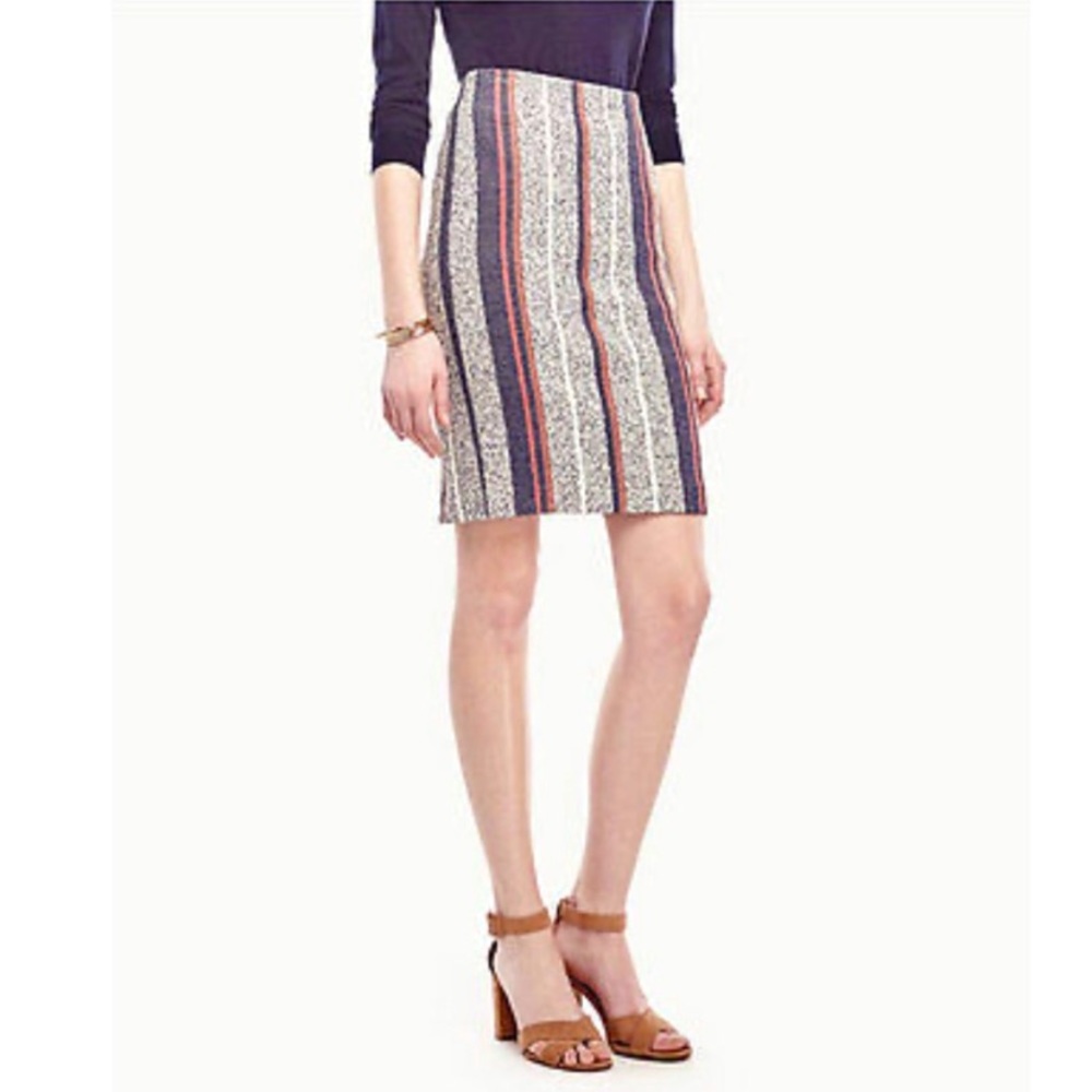 Ann Taylor Striped Tweed Pencil Skirt